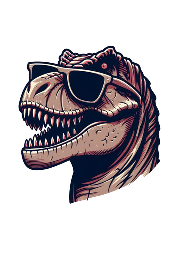 Cool Dinosaur Trex Glasses Sticker - 13X11 cm for Car, Motorcycle, Helmet, Laptop, Glass