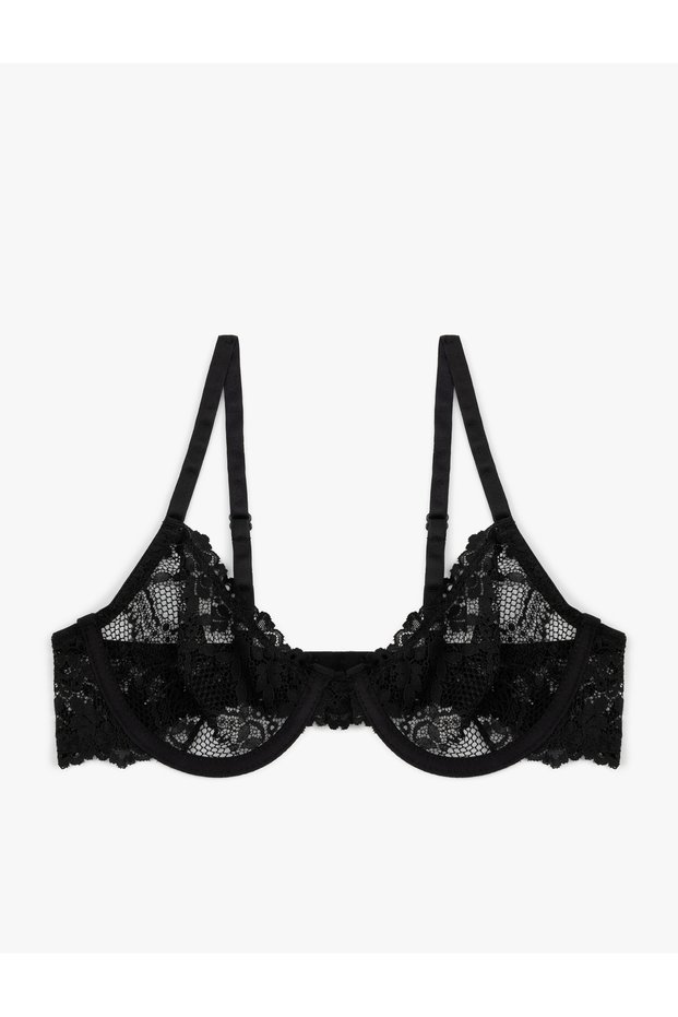 Floral Lace Bra with Underwire, Unpadded