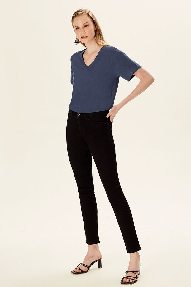 Boru Paça Denim Pantolon - 1