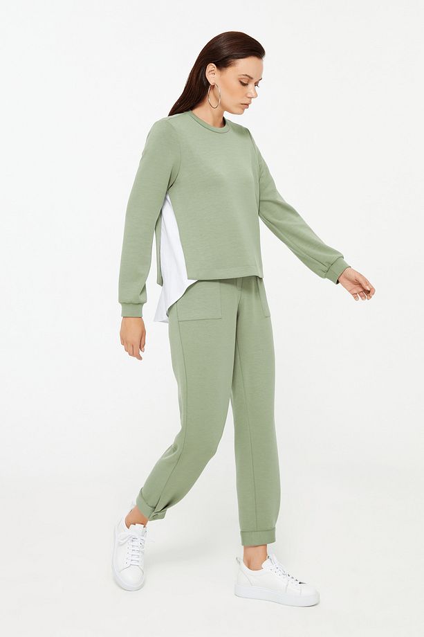 Poplin Detaylı Örme Bluz - 2