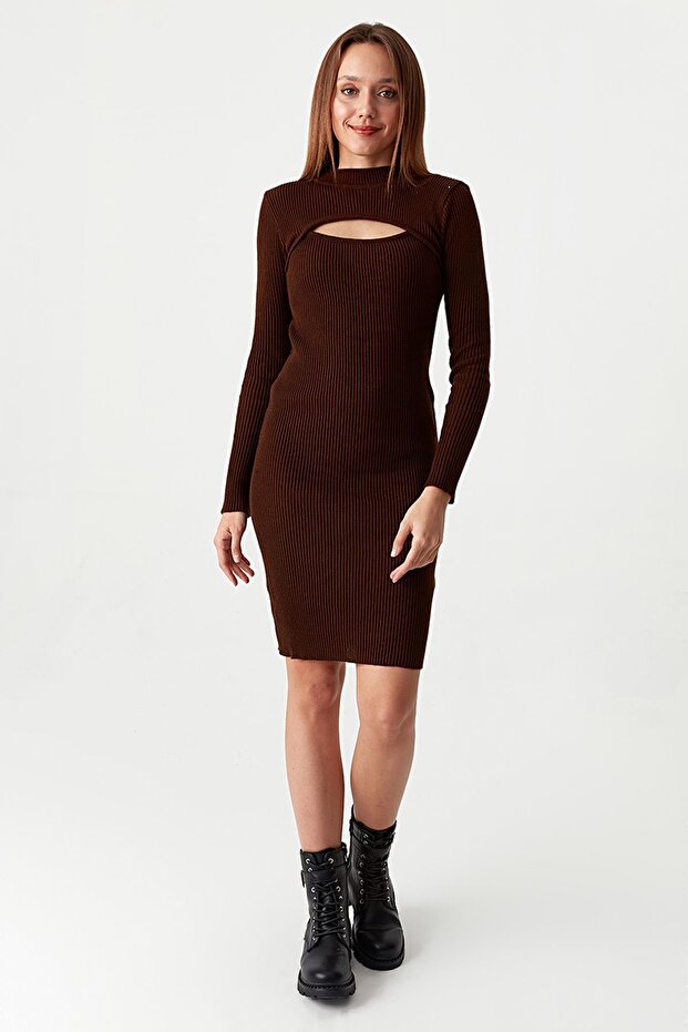 Kadın Cut Out Detaylı Triko Elbise - 2