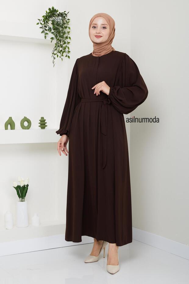 Hale Shoulder Pleated Balloon Arm Ferace Brown