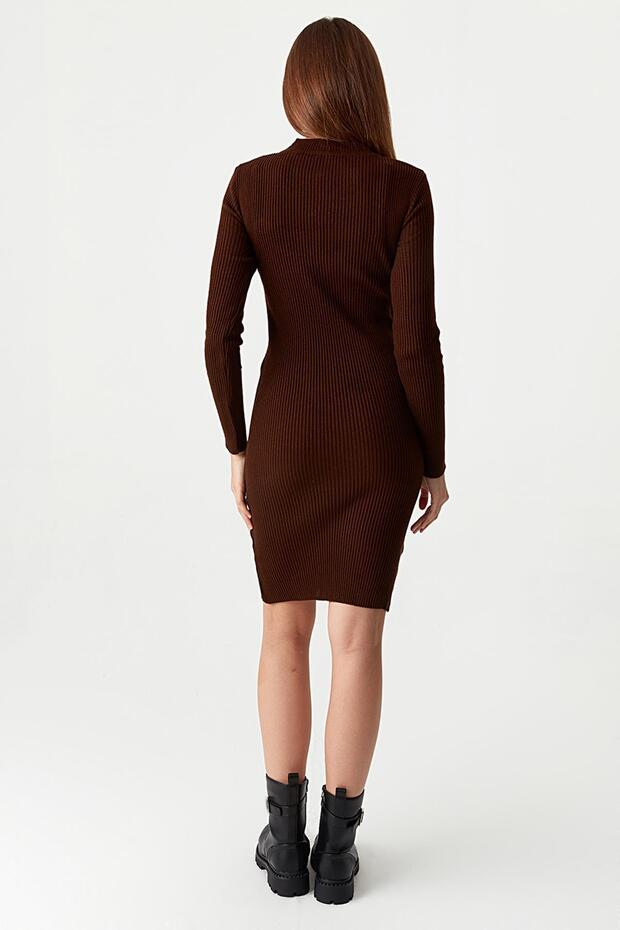 Kadın Cut Out Detaylı Triko Elbise - 5