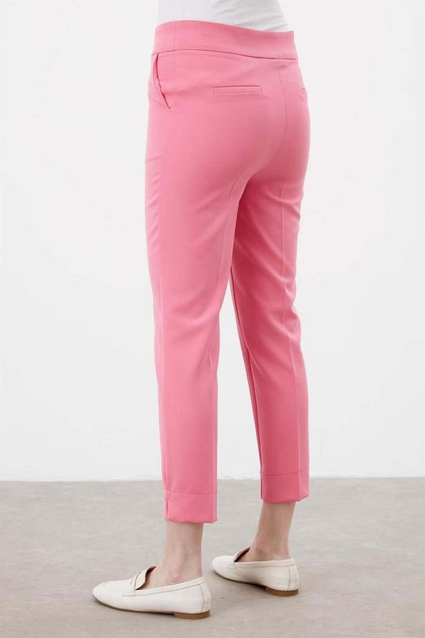 Yüksek Bel Basıc Pantolon - Pembe - 4