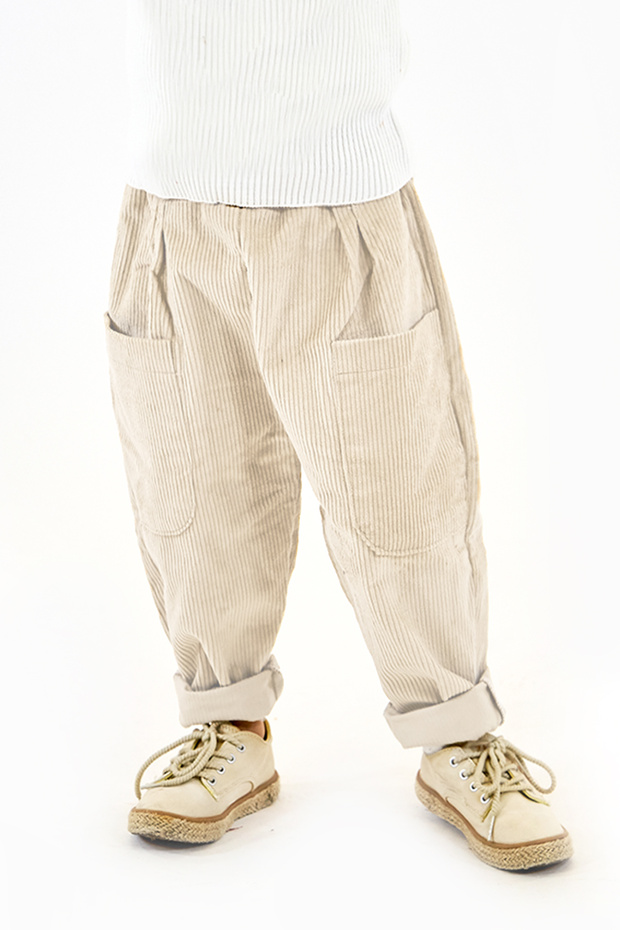 Soft Velvet Cream Boyfriend Pants