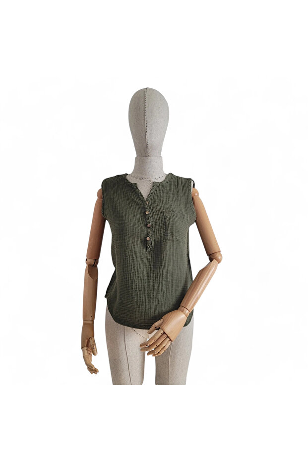 Khaki Colored Olive Wind Blouse - 3