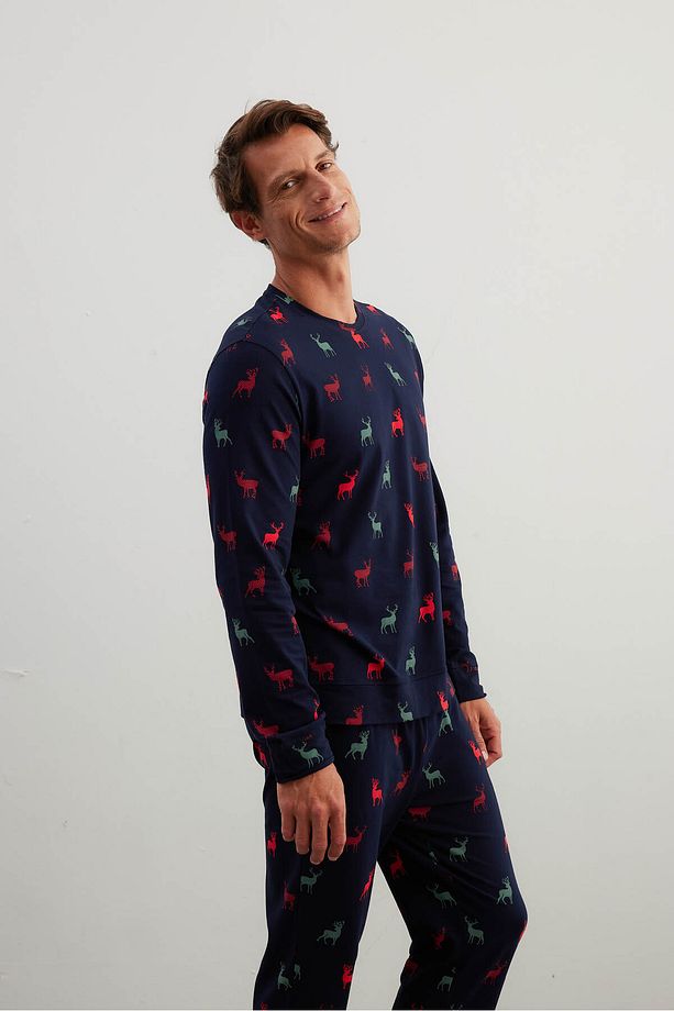Erkek Pamuklu Uzun Kollu Pijama Üstü - 2