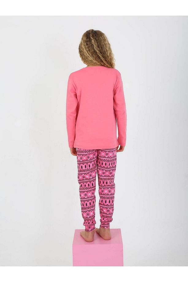 Kız Çocuk Uzun Kollu %100 Pamuklu Yılbaşı Pijama Takımı Cookie Team - 4