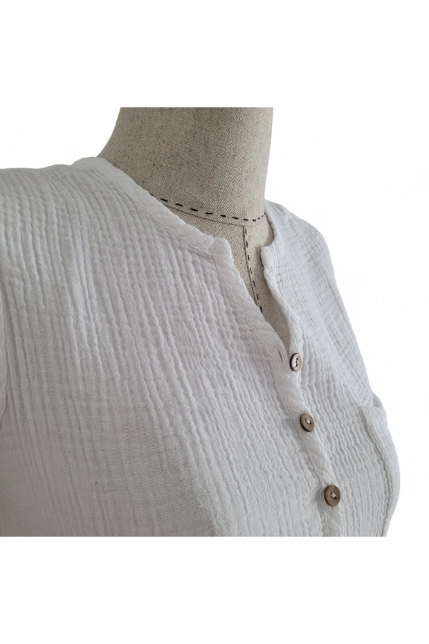 بلوزة الرياح الزيتونية البيضاء - 4