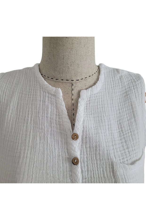 بلوزة الرياح الزيتونية البيضاء - 2