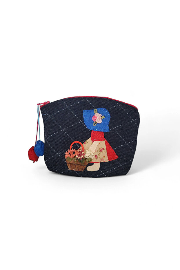 Blue Patchwork Blind Girls with Hat - 2