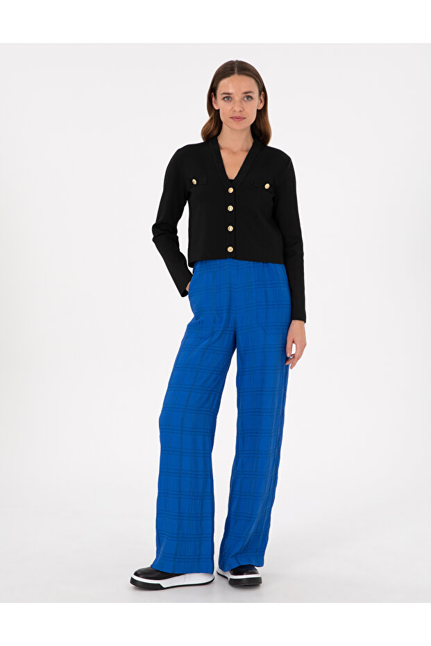 Cobalt Blue Loose Fit Canvas Trousers 50292878 -Vr045