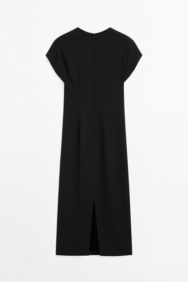 Krepe midi elbise - 9
