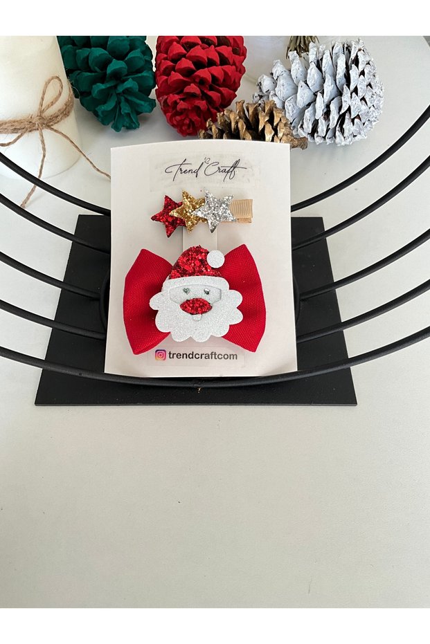 Red Santa Claus New Year New Year Special Day Starry 2-Piece Clip Buckle Set