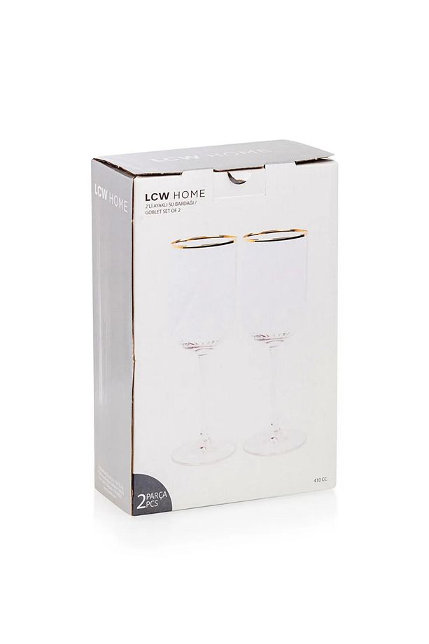 LCW HOME Renksiz Cam Ayaklı Su Bardağı Seti 2'li 410 Ml - 4