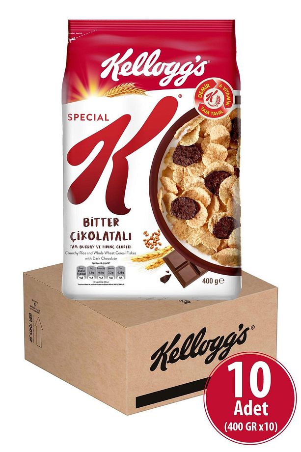 Special K Bitter Çikolatalı Kahvaltılık Tam Buğday Ve Pirinç Gevreği 400 gr x 10 Adet, Tam Tahıllı - 2