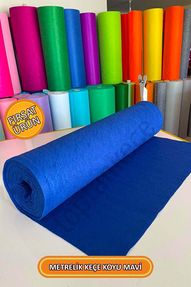 Meter Thin Soft Felt Fabric 1 mm Cobalt Blue - 1 Meter (100X100 cm), Dark Blue Felt
