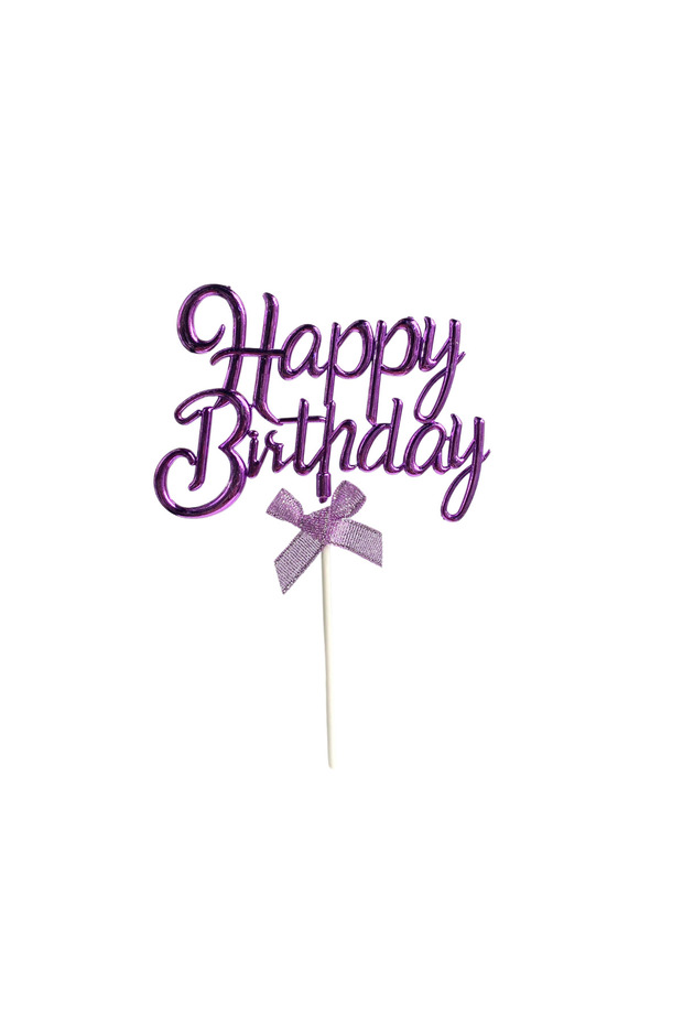 Cake Top Happy Birthday Written Ornament & Toppers (Neon Blue)