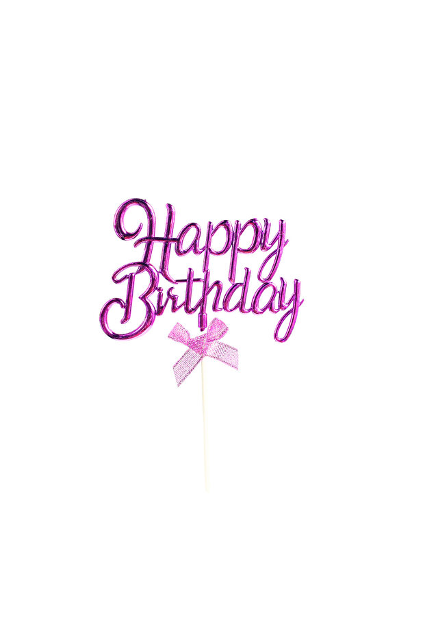 Cake Top Happy Birthday Written Ornament & Toppers (Pink)