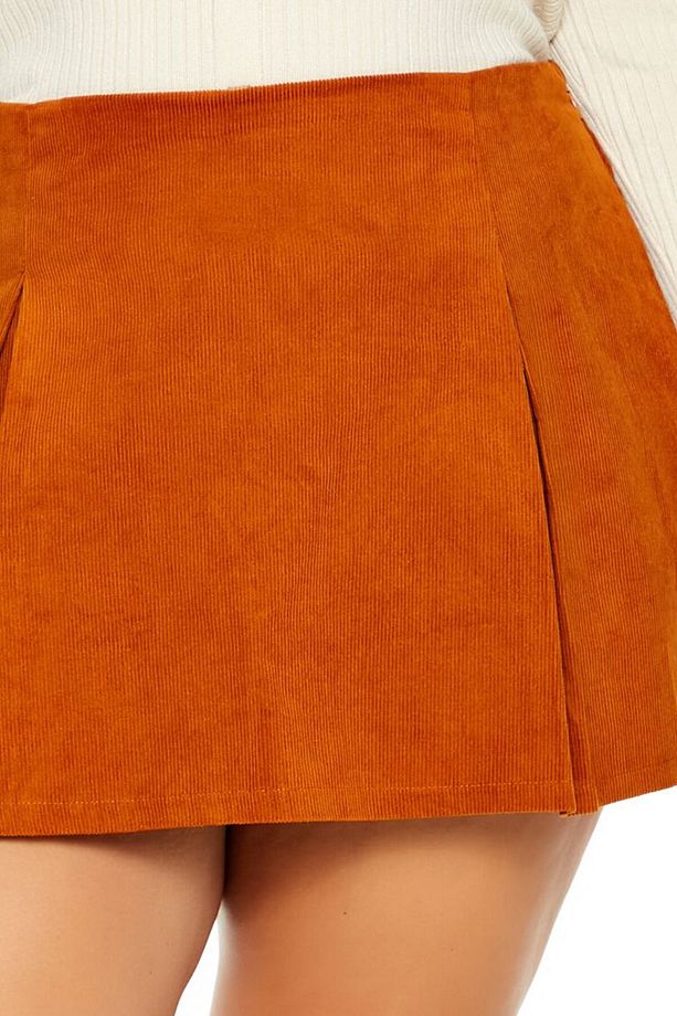 Plus Size Kadife Mini Şort Etek - 3