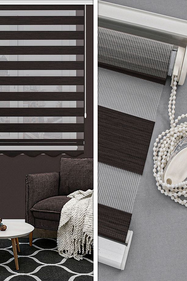 Zebra Perde Koyu Kahve Bambu Etek Dilimli 125al V04 - 1