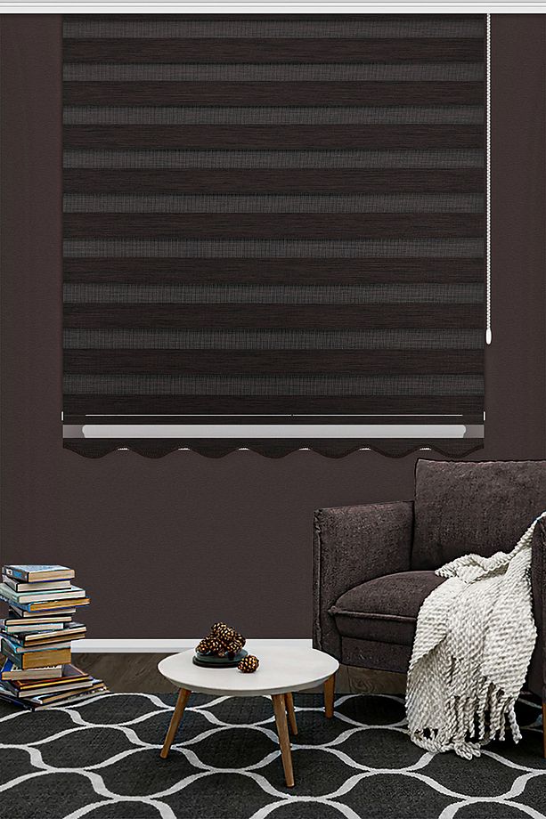 Zebra Perde Koyu Kahve Bambu Etek Dilimli 125al V04 - 3