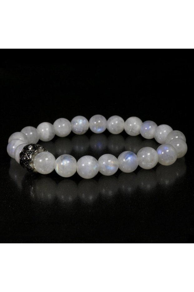 Moonstone Natural Stone Bracelet - Steel Detailed