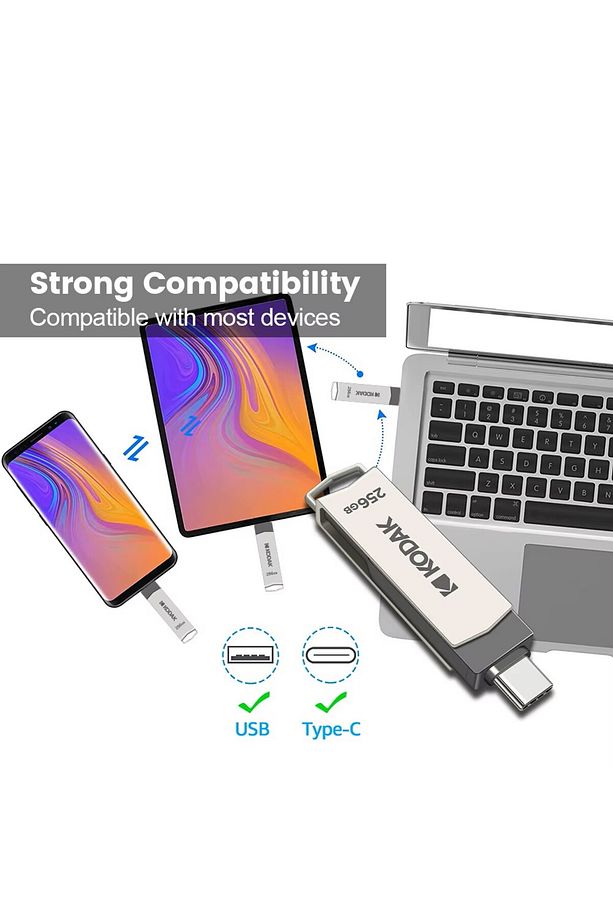 Kodak 128 Gb / 64 GB Type C ve Usb 3.2 Flash Bellek Otg Çift Giriş Premium - 4