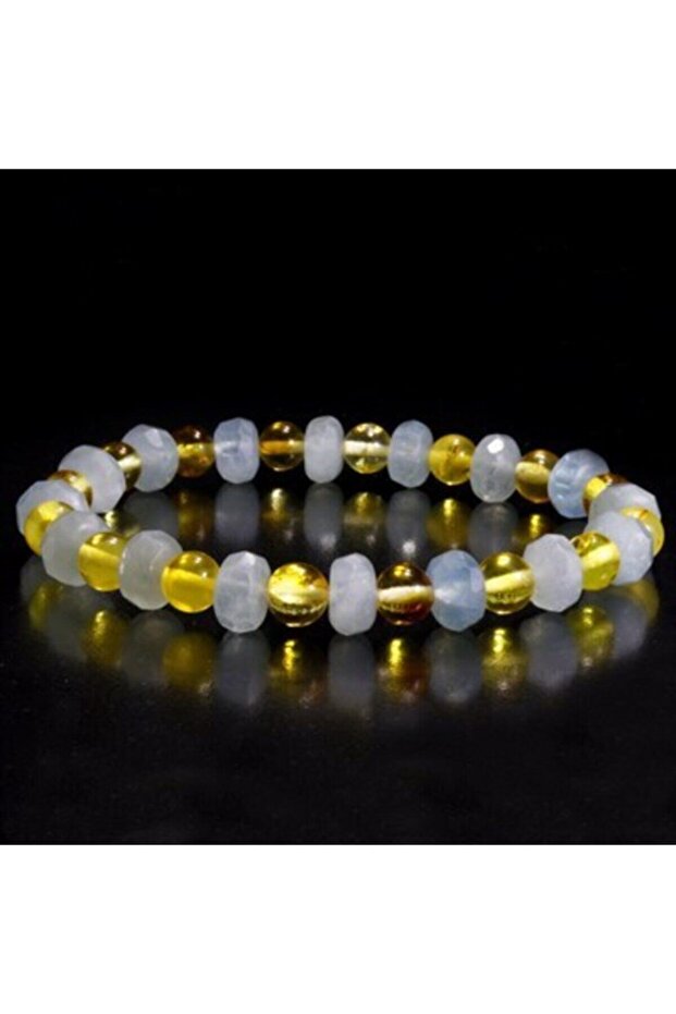 Aquamarine - Drop Amber Design Bracelet