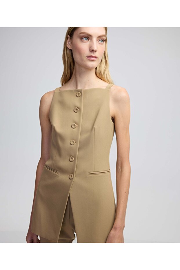 Düğme aksesuarlı bluz - 1