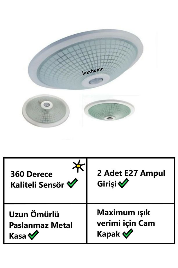 Sensörlü Tavan 360° Hareket Sensörlü Tavan Armatürü Lamba Glop Merdiven Otomatiği Lambası - 1
