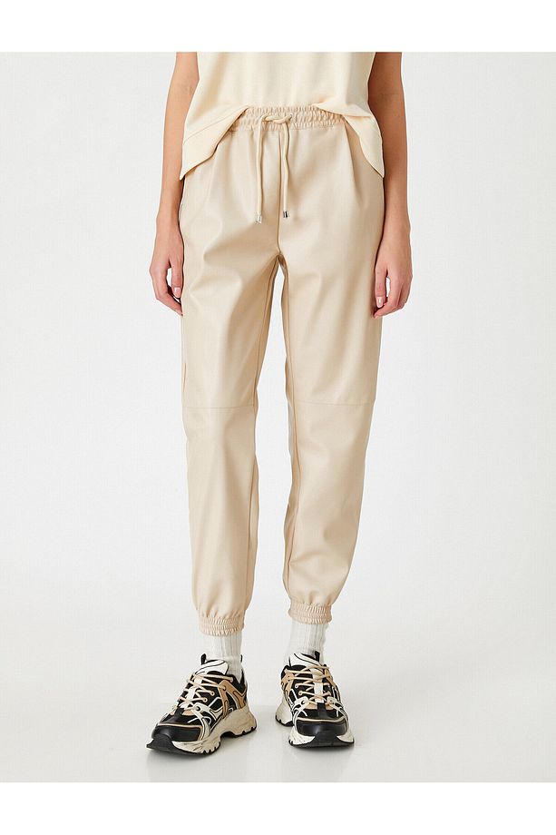 Suni Deri Jogger Pantolon - 3