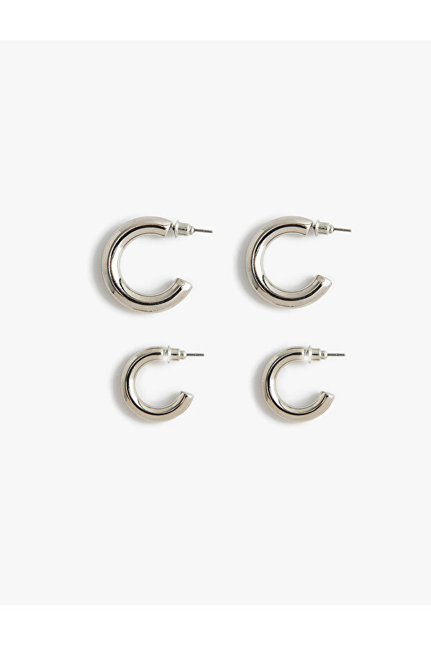 Set of 2 Steel Hoop Earrings