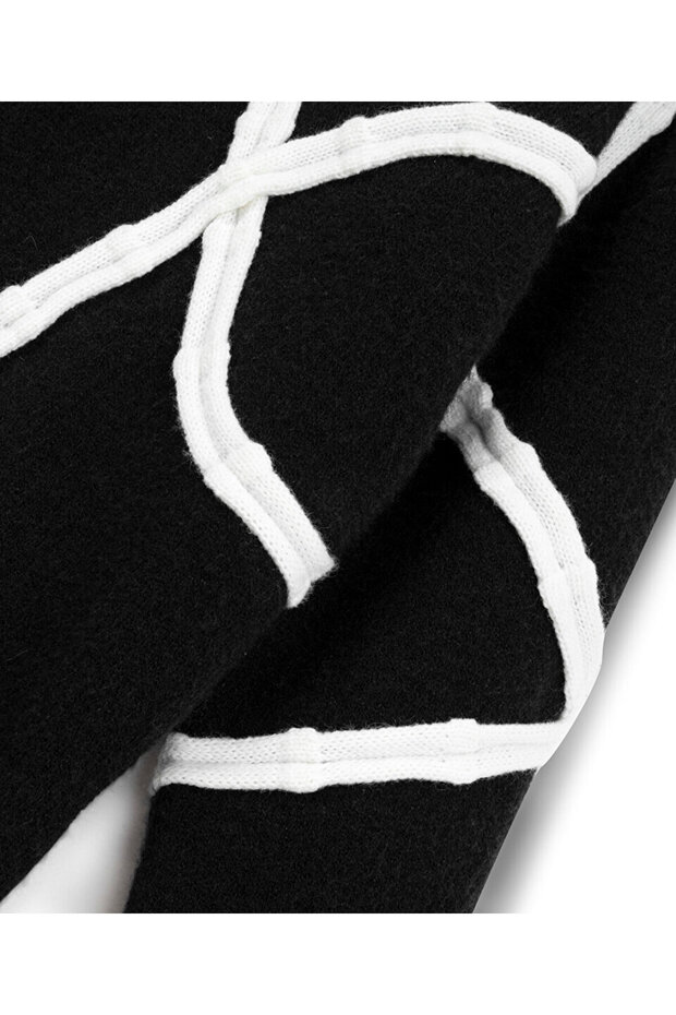 KONTRAST ŞERİTLİ MİDİ ELBİSE - 4