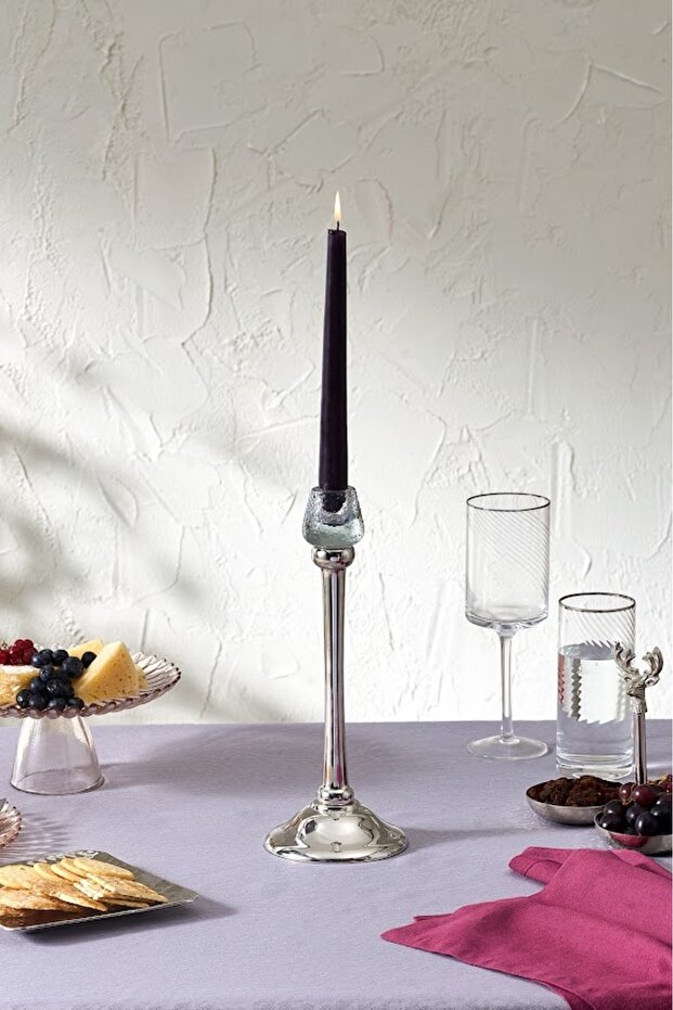 Olivia Şamdan Gümüş 28 cm - 1