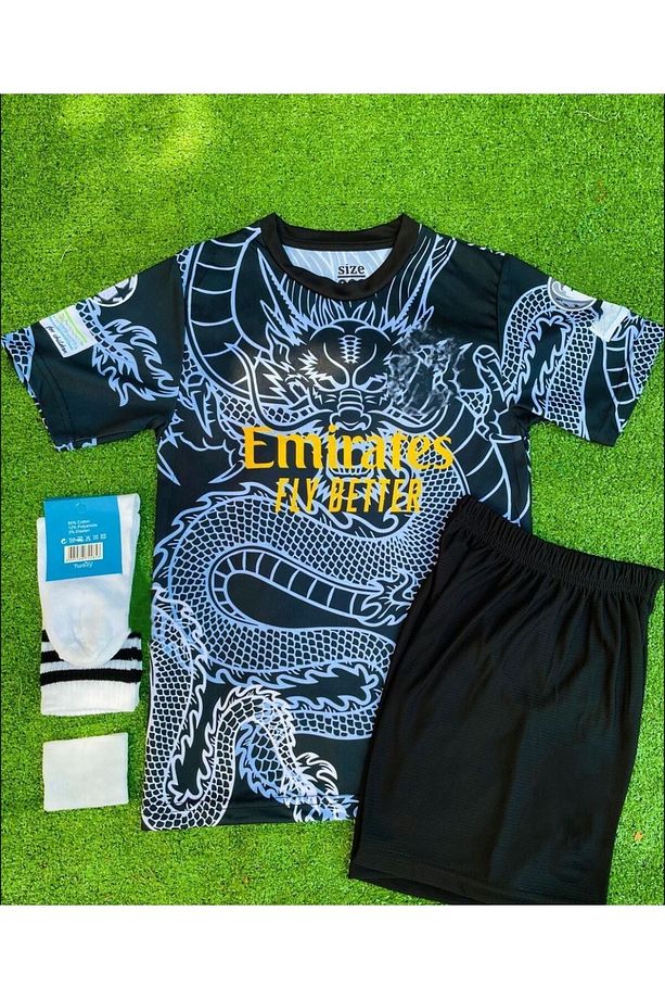 R.e.a.l M.a.d.r.i.d 2024/25 Yeni Sezon Dragon Desenli A.R.D.A G.Ü.L.E.R Çocuk Forması 4'lü Set - 2