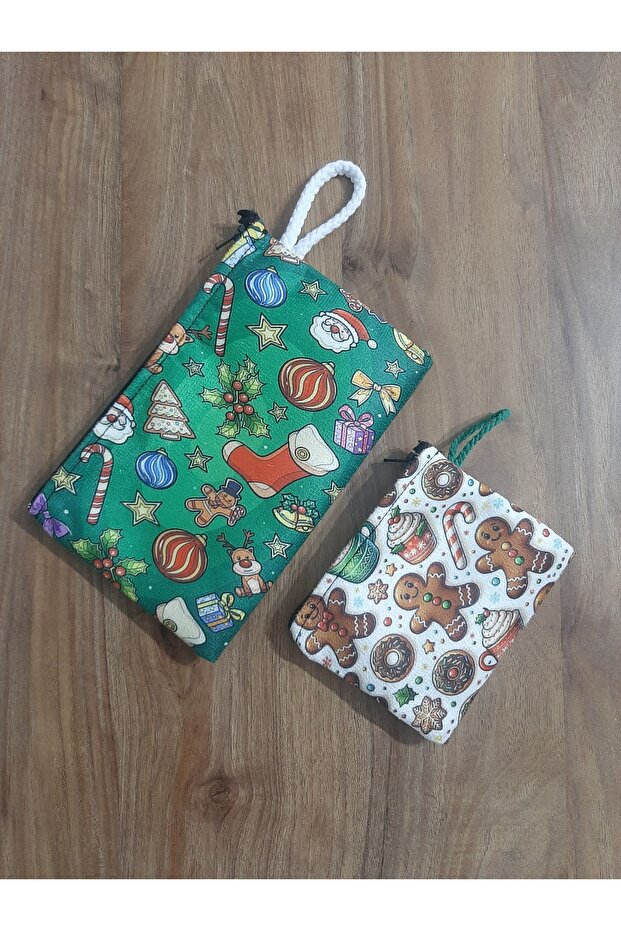 New Year's Christmas Series Yilbasi Ornaments Collage Pattern Pen Holder - Wallet