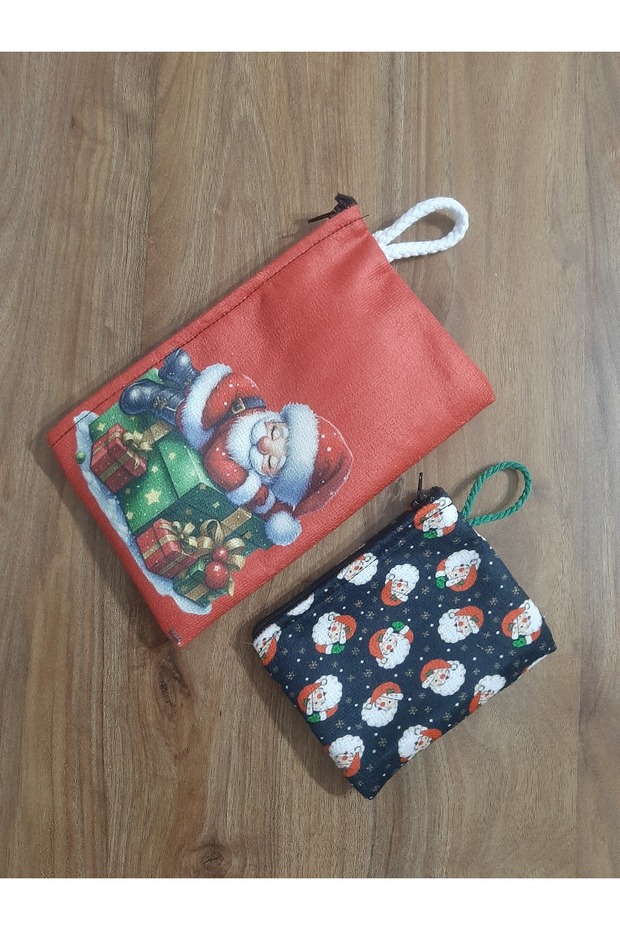 New Year's Christmas Series Santa Claus and His Gifts Patterned Pen Holder - Wallet