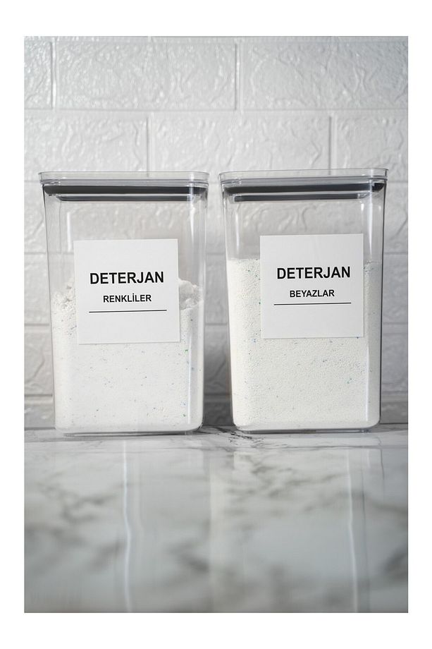 Deterjan Kutusu 3 Lü Set Beyazlar Renkliler Ve Bulaşık Deterjanı Saklama Kutuları - 2