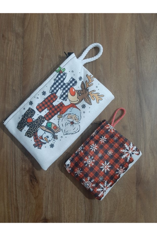 New Year's Christmas Series Santa Claus Ho Ho Ho Print Pen Holder - Wallet