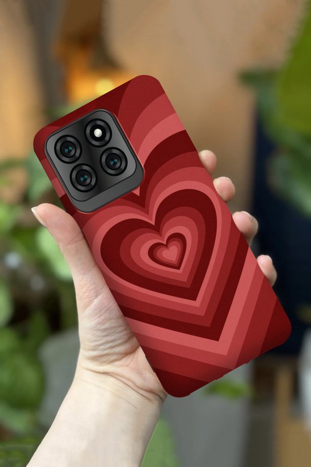 S71 Compatible Camera Protected Red Heart Patterned Hd Printed Silicone Case