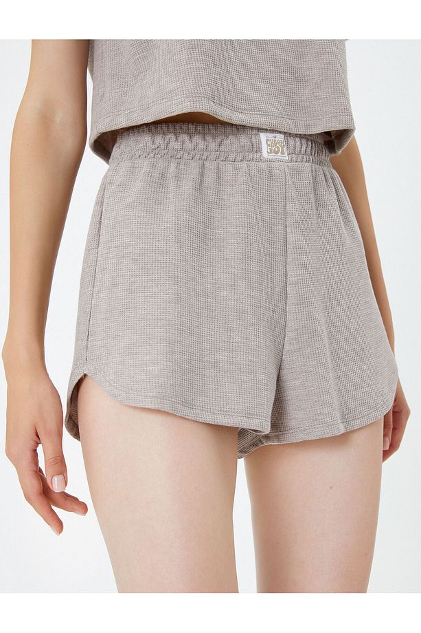 Pijama Altı Şort Beli Lastikli Etiket Detaylı - 5