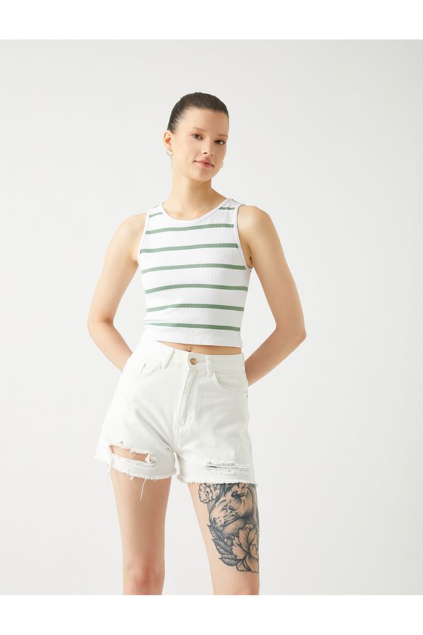 Crop Fitilli Atlet Basic Halter Yaka - 1
