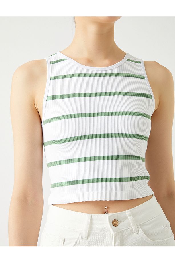 Crop Fitilli Atlet Basic Halter Yaka - 5