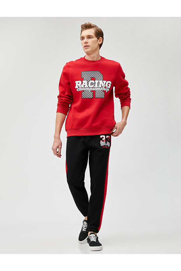 Jogger Sweatpants Racing Themed Printed Waist With Pocket