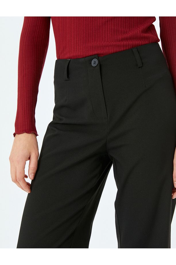 Ekstra Uzun Düz Paça Kumaş Pantolon - 5