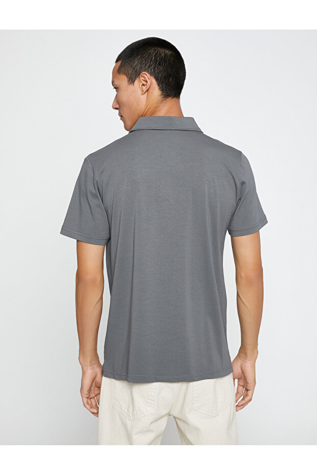 Basic Tişört Polo Yaka Pamuklu - 4