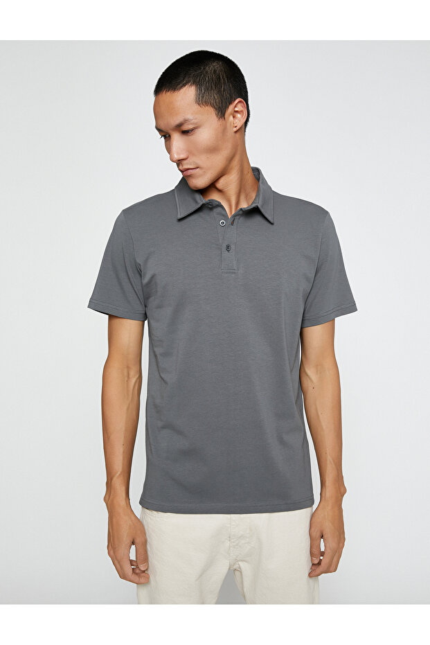 Basic Tişört Polo Yaka Pamuklu - 3