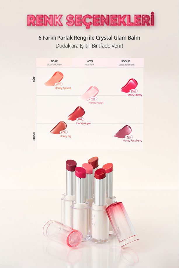 Yoğun Pigmentli ve Işıltılı Dudak Balmı CLIO Crystal Glam Balm (05 Honey Raspberry) - 6