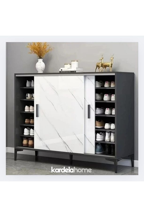 Kardela %100 MDF Ayakkabılık Çok Amaçlı Dolap Sürgülü Kapak Gövde Kapak High gloss Parlak Malzeme - 3